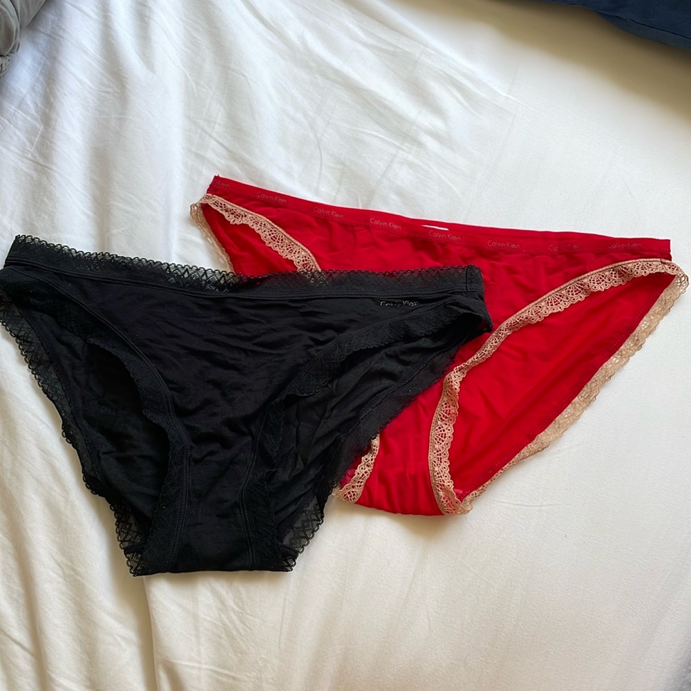 Medium Calvin Klein bikini cut panties red and black